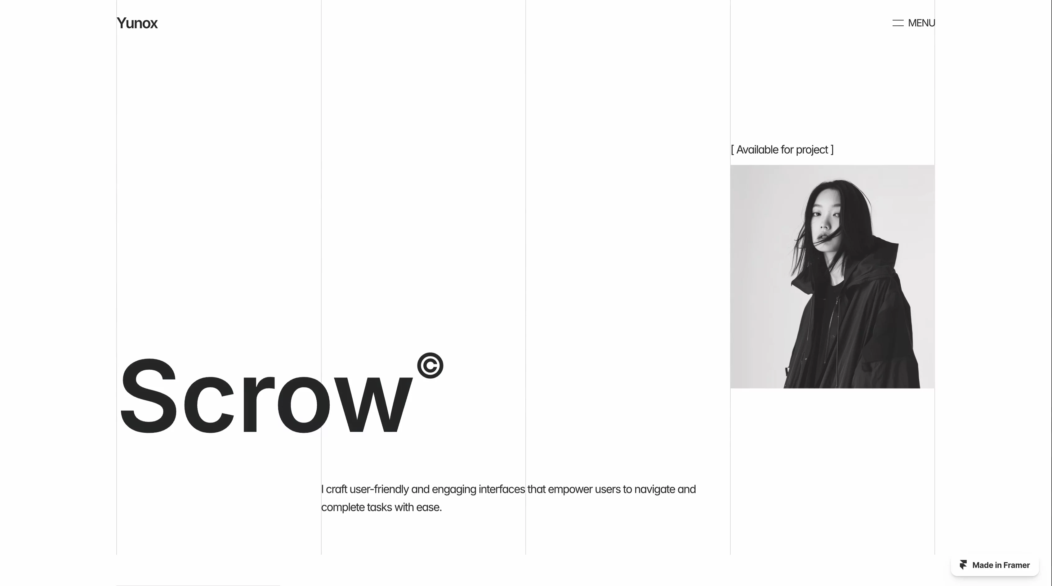 Your portfolio deserves a website that looks as good as your work. ✨ Meet Yunox — a minimalist, modern Framer template built for showcasing your work, whether you're an experienced professional or just beginning your journey. Customize it, make it yours, and launch faster.Feel free to check it: Yunox