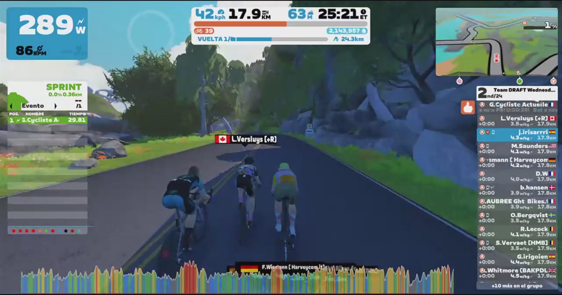 Zwift - Race: Team DRAFT Wednesday Race (A) on Out And Back Again in Watopia