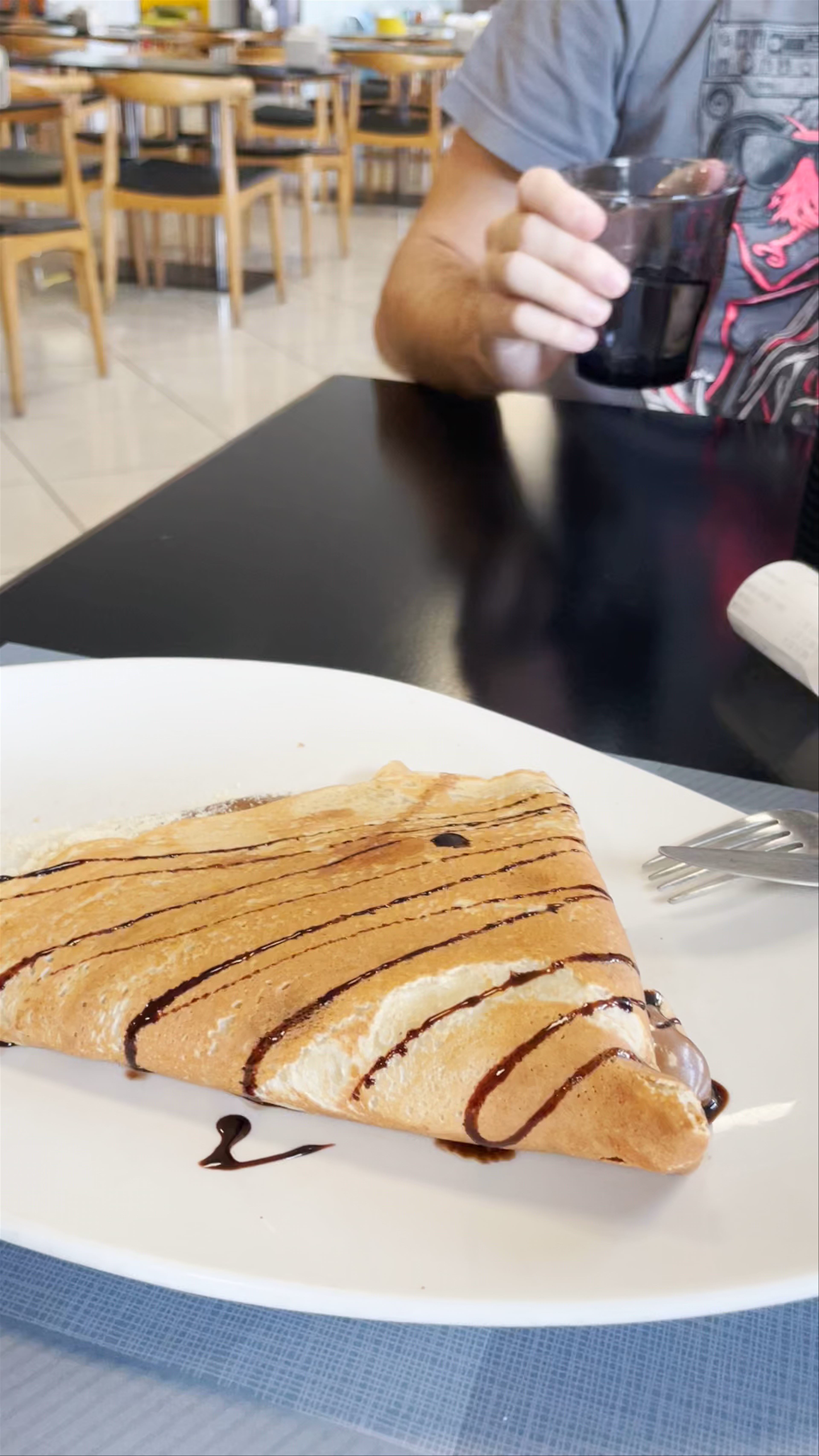 Tasting a Sweet Crepe in Cozy Sindos Café, Thessaloniki