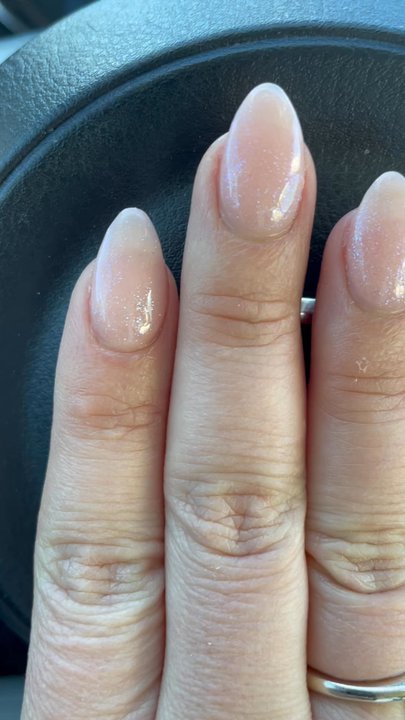 QL Nails - Simple pink powder and glitter top coat $50 - Nail Salons Near Me - Aurora, Colorado