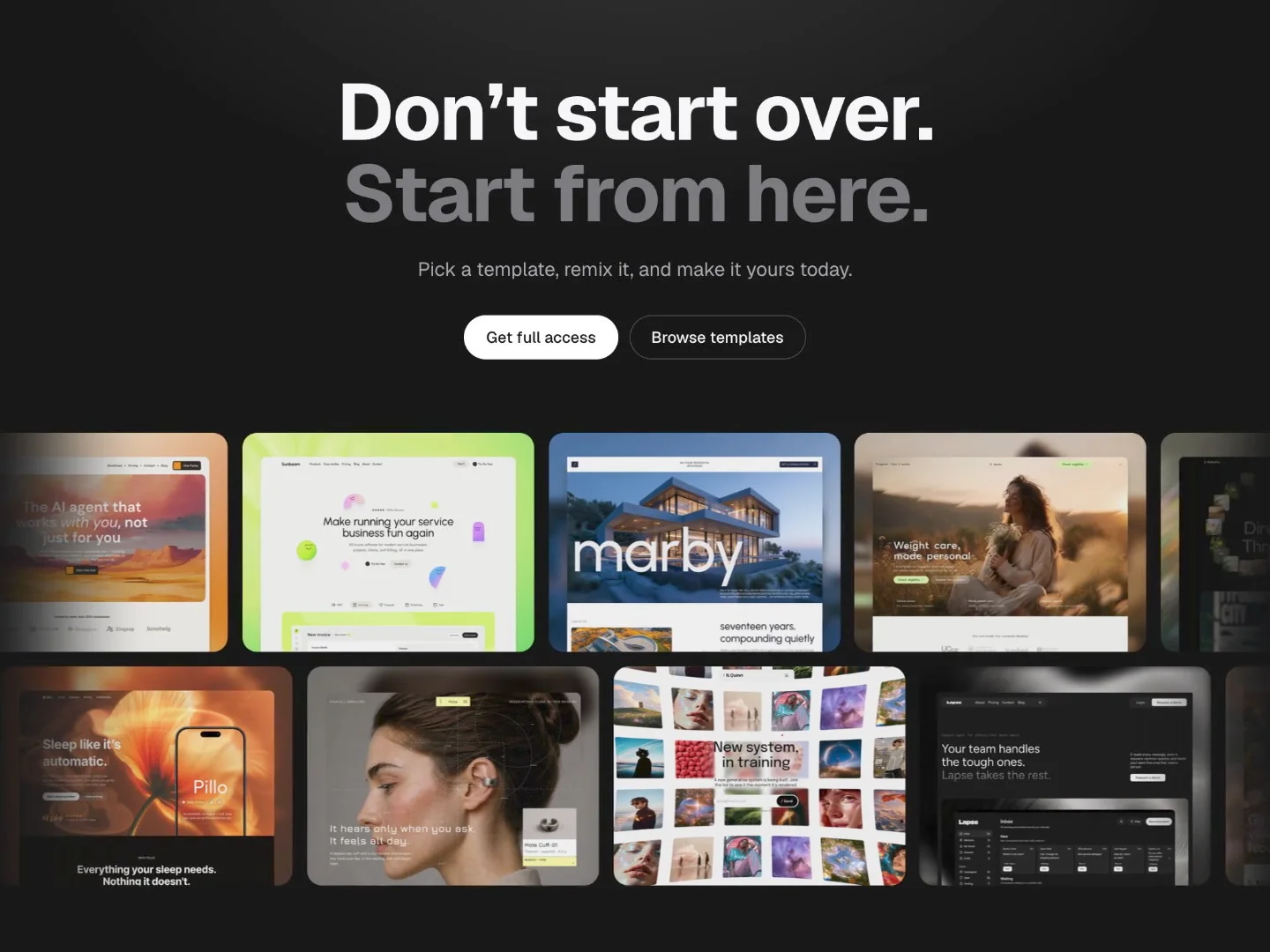 startfrom 2.0 is live.start from finished website templates. pick a design, then pick your stack: framer, astro or next.js.startfrom.co