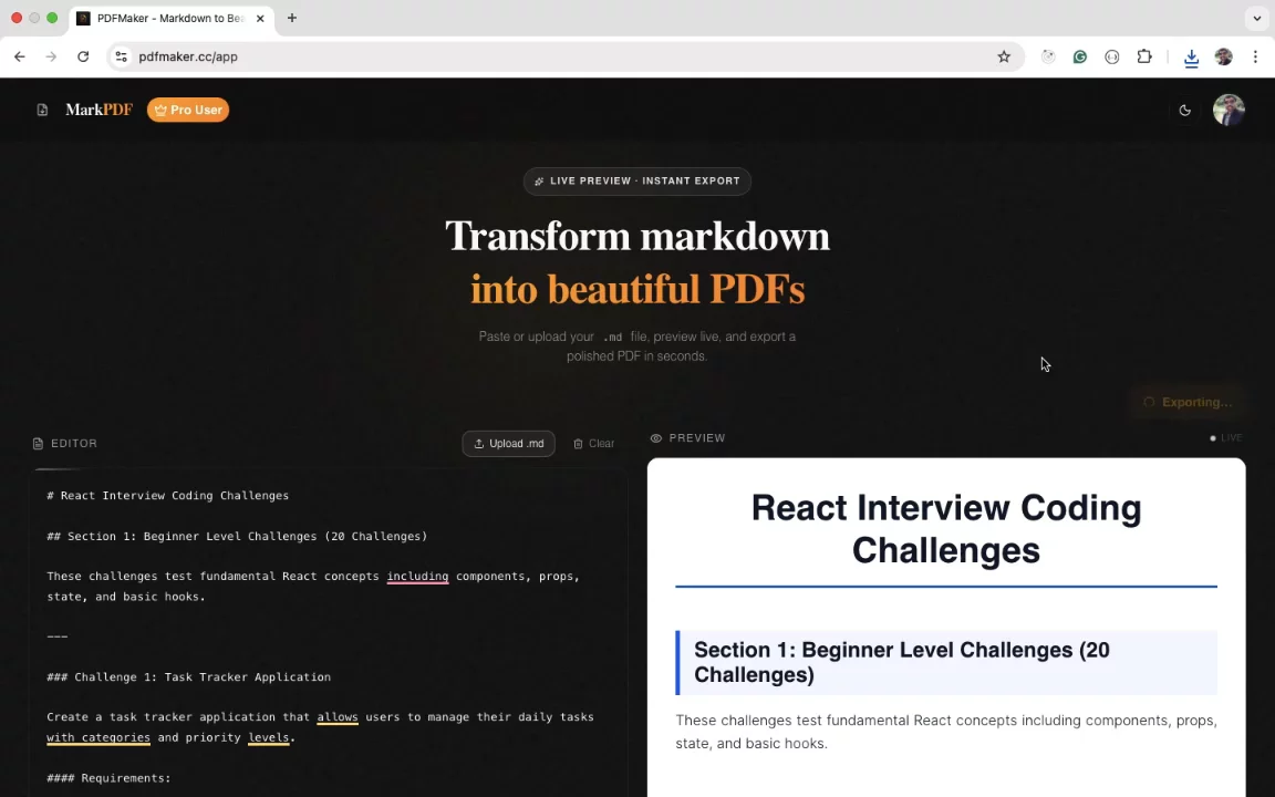 Markdown to Beautiful PDF Converter image 1