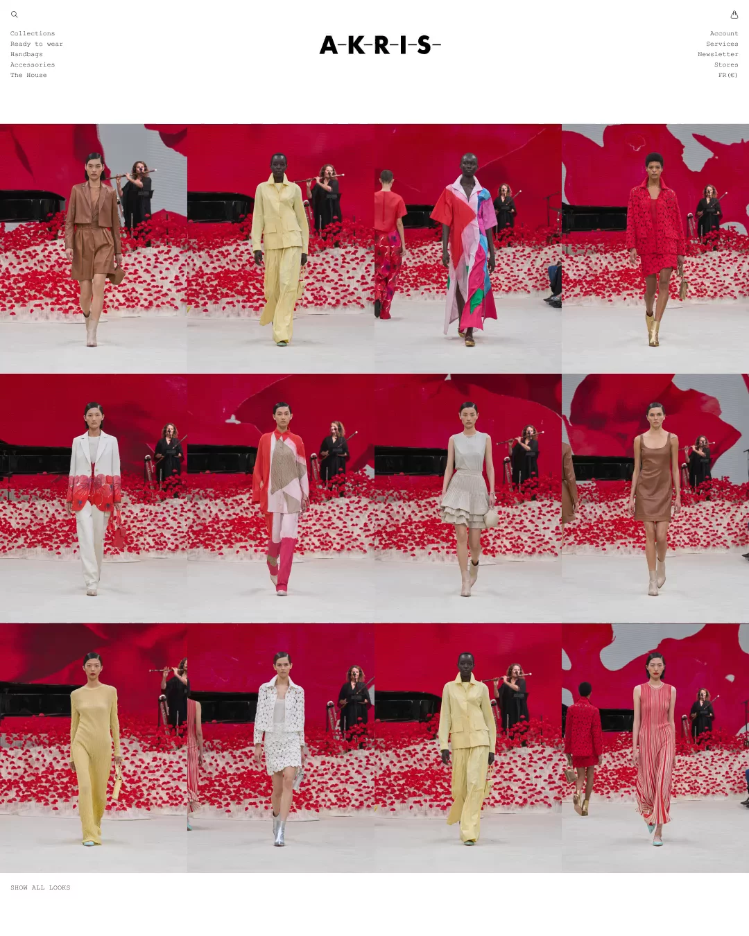 models wearing pastel clothes on a dark red background
