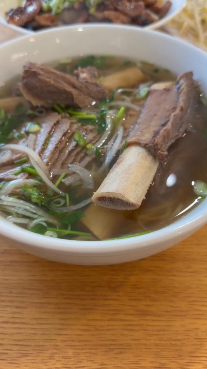 Pho & Grill - Both of our plates. 21. Vermicelli Noodles with Grilled Pork and Egg Rolls 12F. Short Rib Pho - Vietnamese Near Me - Cromwell, Connecticut