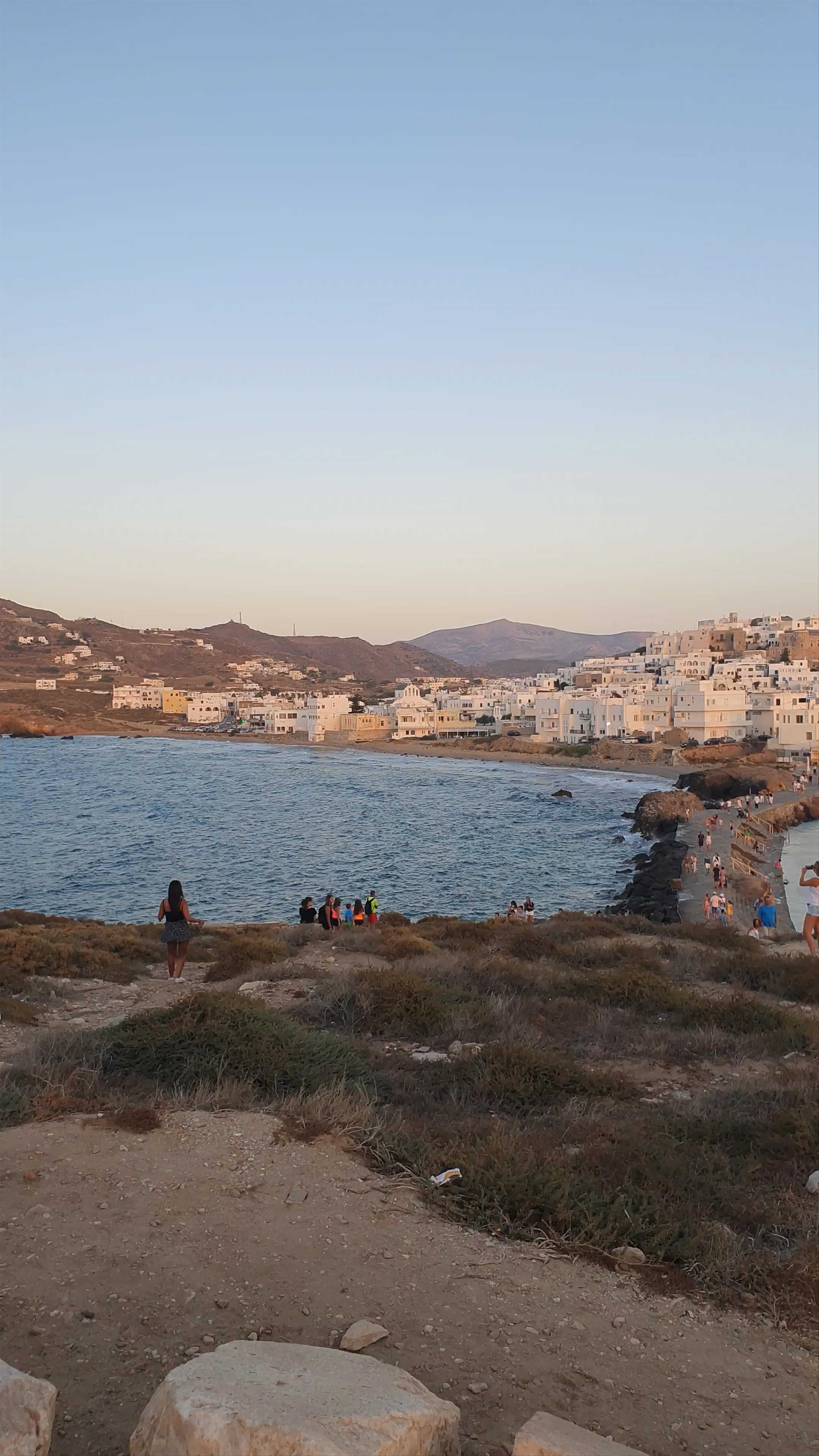 Sunset Stroll Along the Portara Causeway, Naxos, Greece