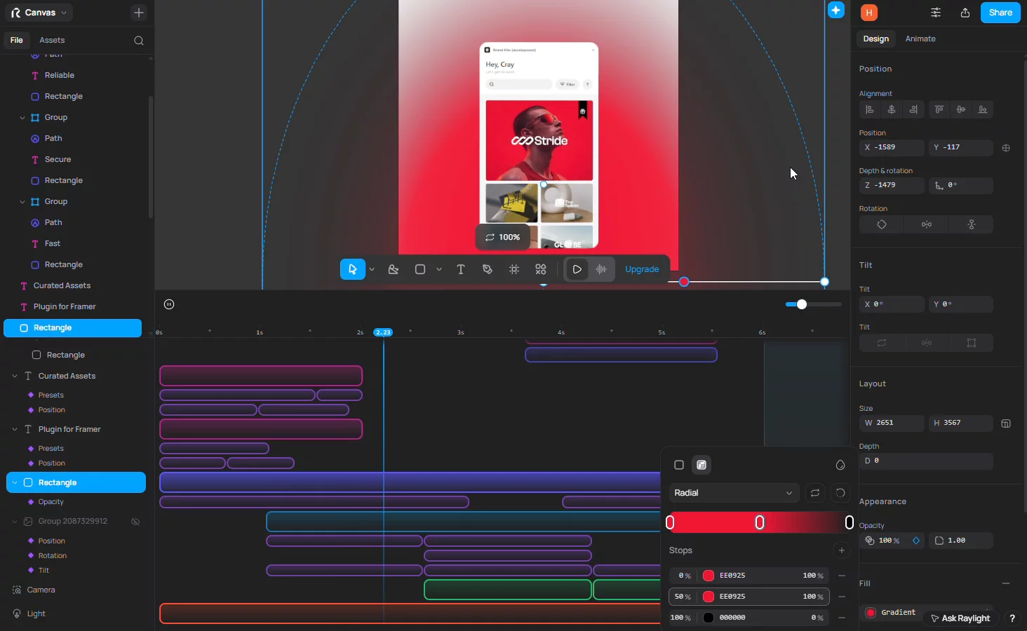 Currently making Motion Graphics for the Brand Kits Framer Plugin using Raylight...Super Easy