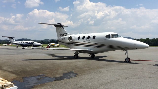 Private jets at an airport