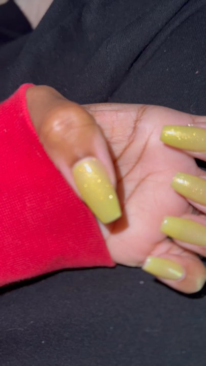 QA Nails - I would describe the color to be the shade of lemon-lime with glitter. - Nail Salons Near Me - Winder, Georgia