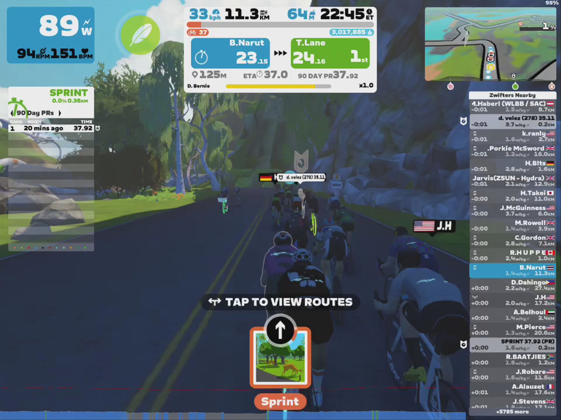 Zwift - Pacer Group Ride: Flat Route in Watopia with Bernie