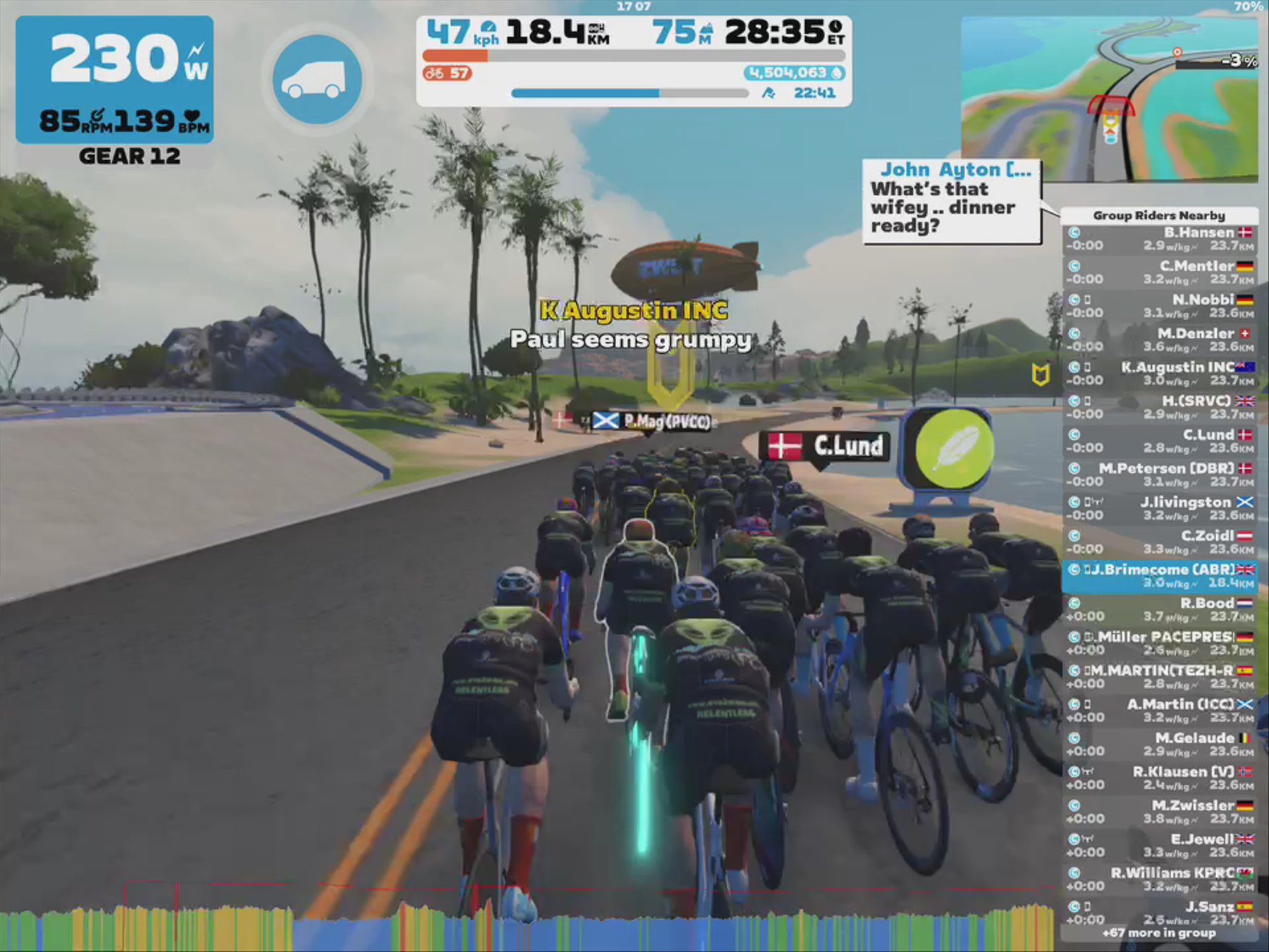 Zwift - Group Ride: INC Steady 1 hour - 5 min Intervals Group Ride (hour avg 2.5 - 3.0) (C) on Watopia's Waistband in Watopia