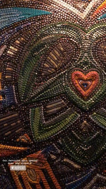 HopCat - Bottle cap wall mosaic - Burgers Near Me - Grand Rapids-Knapps Corner, Michigan