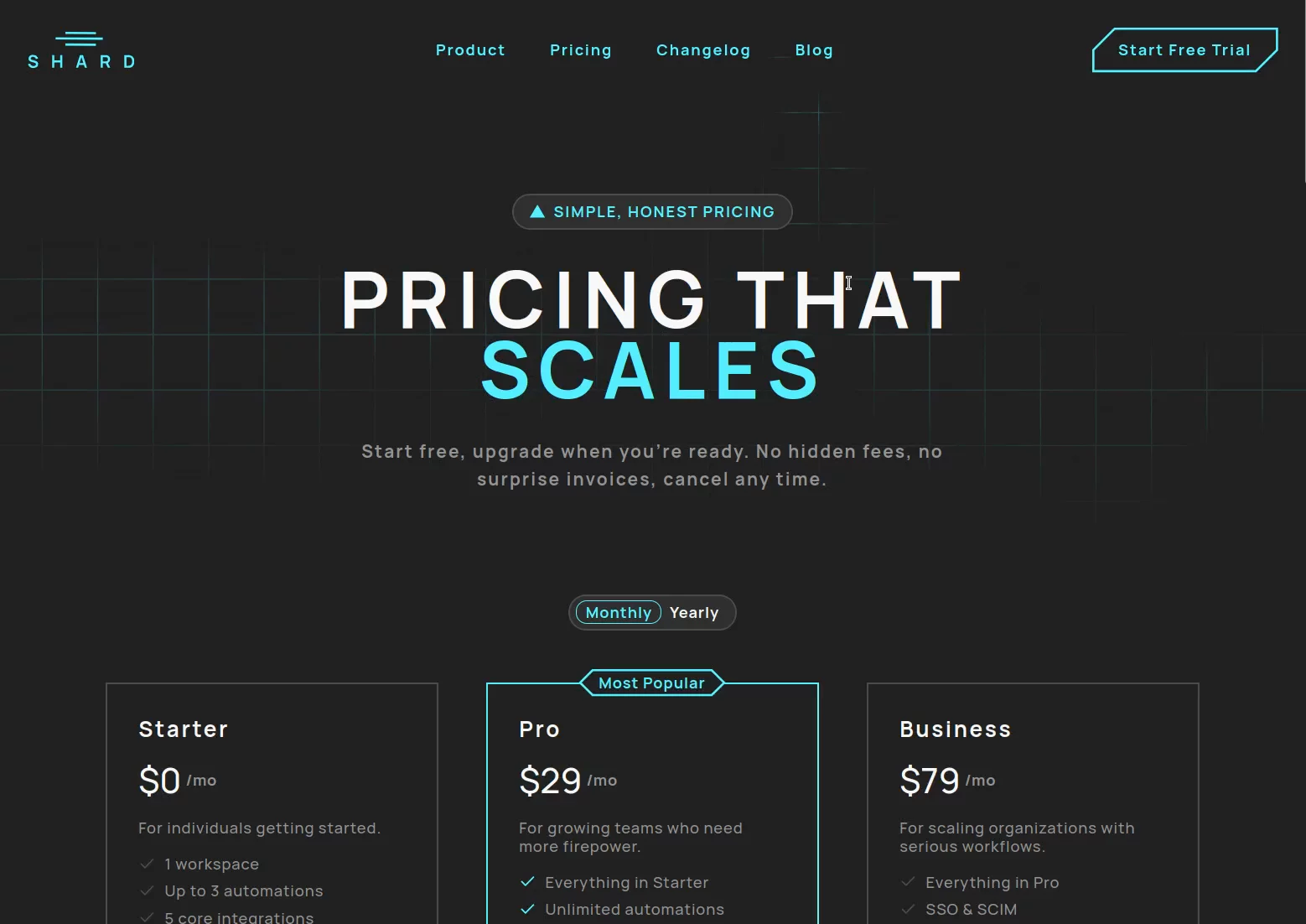 The Pricing page so far of the upcoming SaaS template.