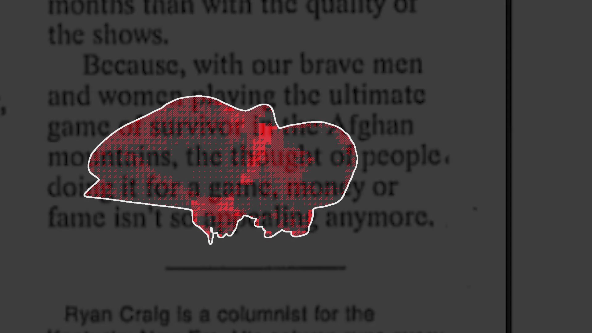 A close-up examination of a newspaper editorial by Ryan Craig critiquing the societal impact and allure of reality television programs.