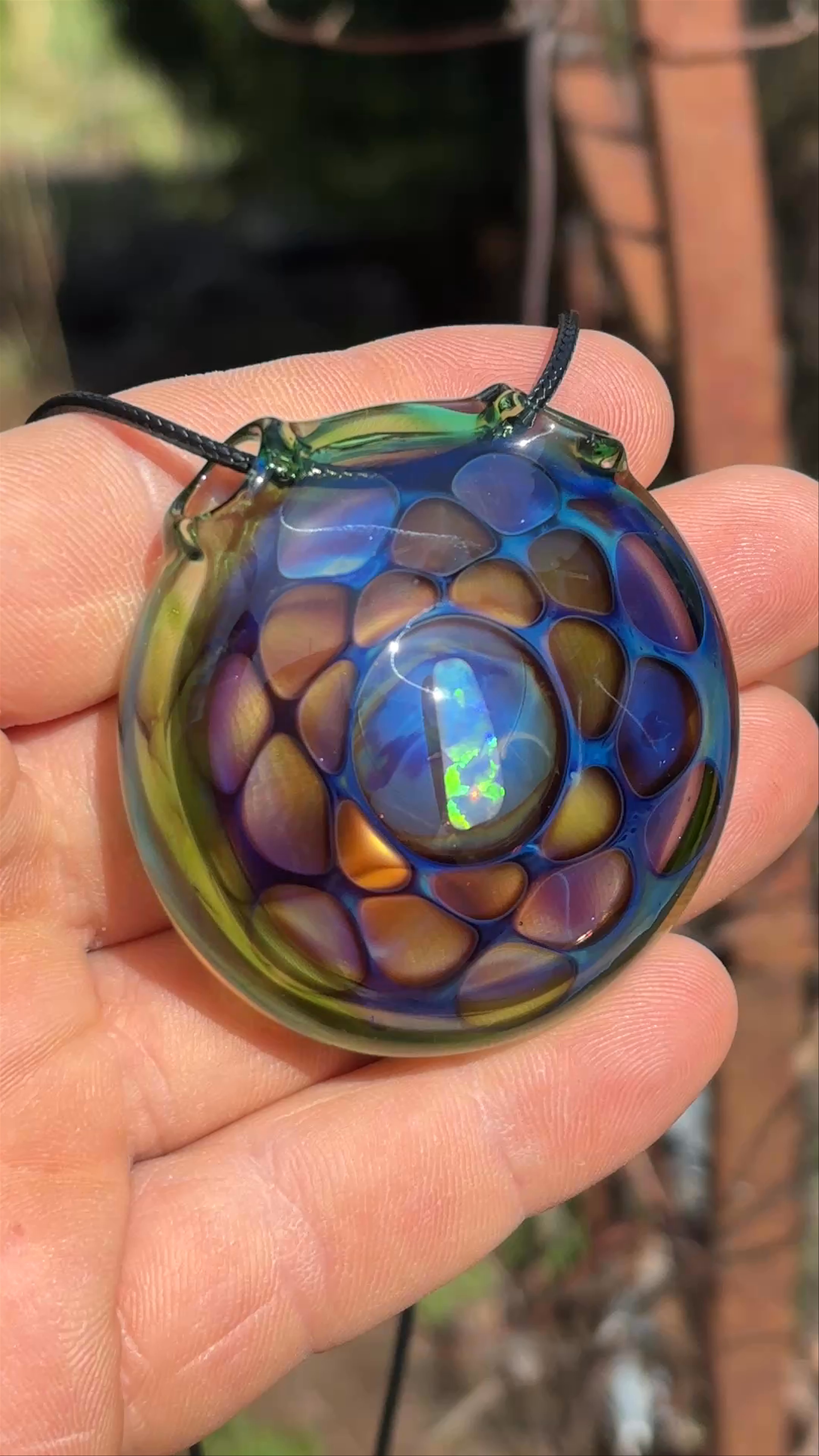 Preview pic of Opal honeycomb pendant