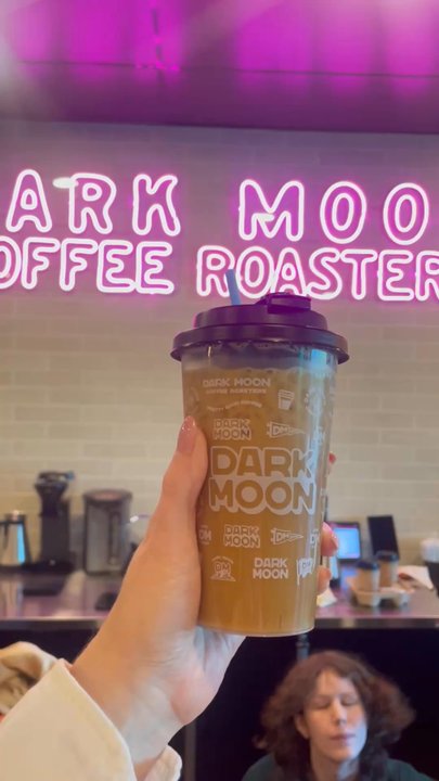 Dark Moon Coffee Roasters - 16oz Iced Latte with Vanilla & Almond Milk - Coffee Roasteries Near Me - Henderson, Nevada