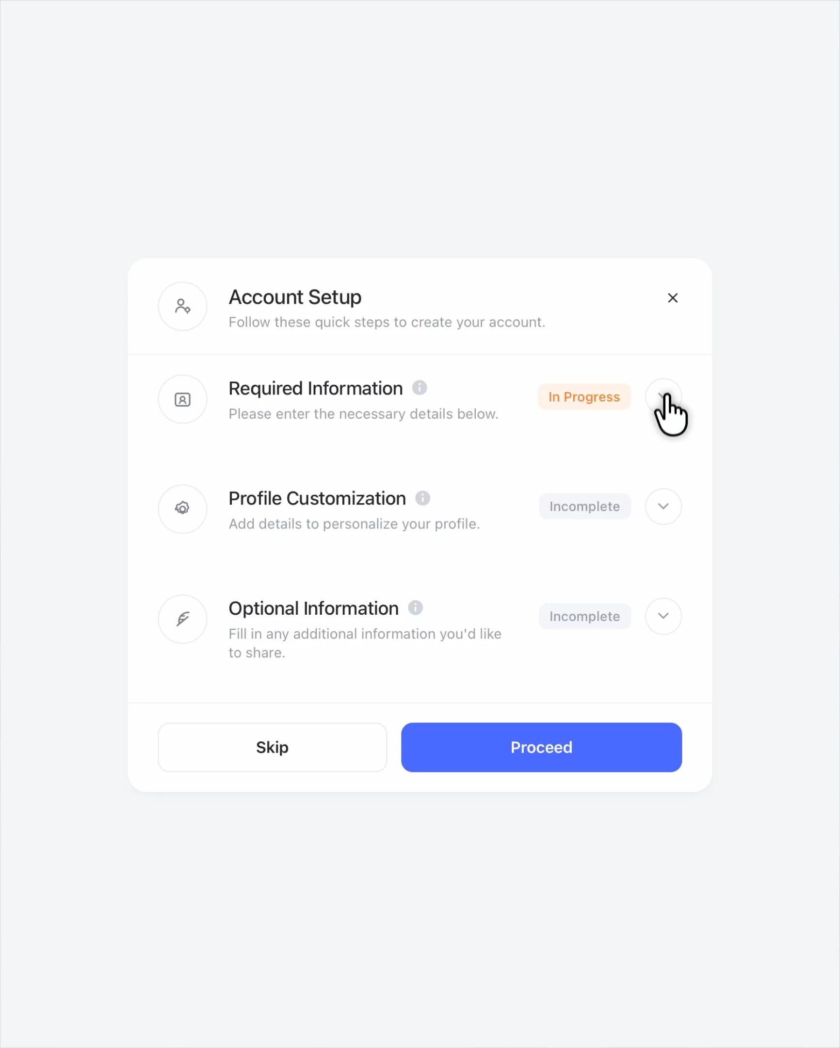 Account Setup Modal