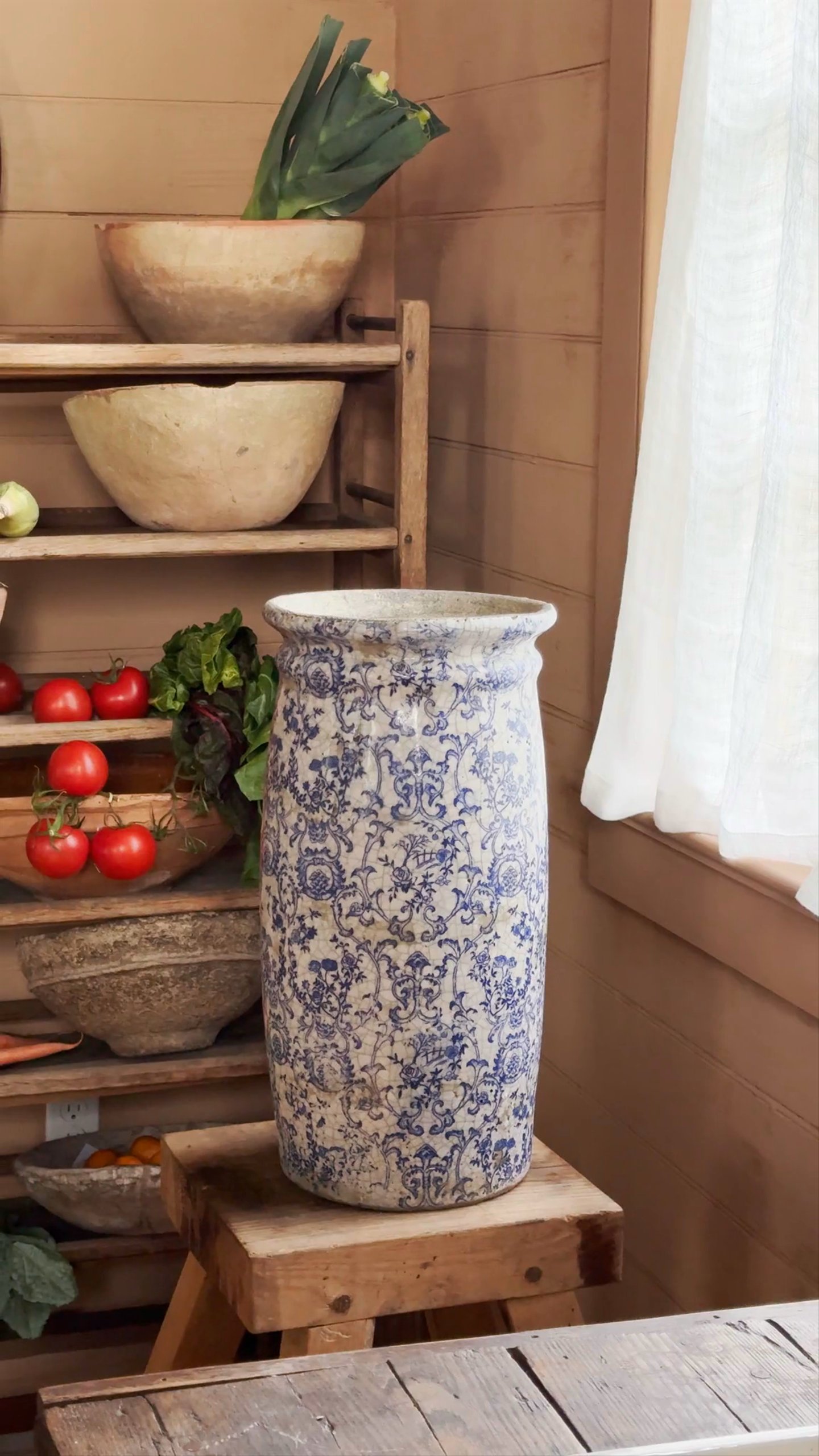 French Tall Blue Vase