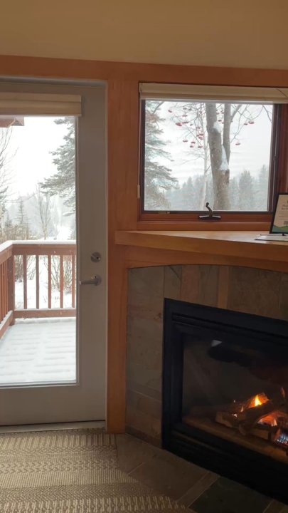 Cascade Vacation Rentals - Fireplace and patio door - Resorts Near Me - Lutsen, Minnesota