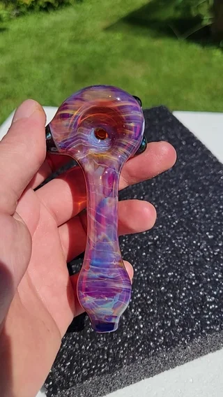 Preview pic of Amber purplicious spoon with blue stardust accents