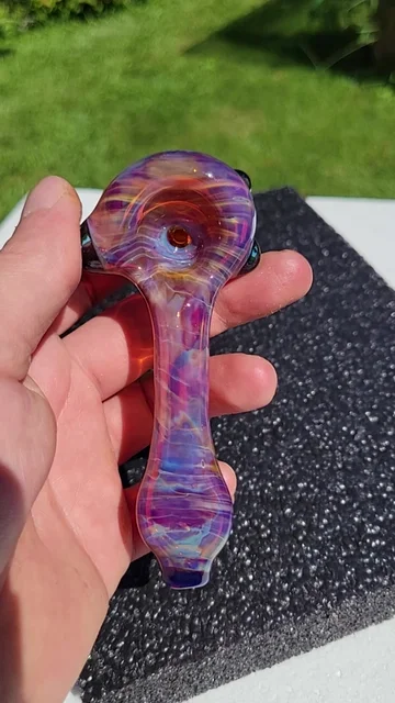 Preview pic of Amber purplicious spoon with blue stardust accents