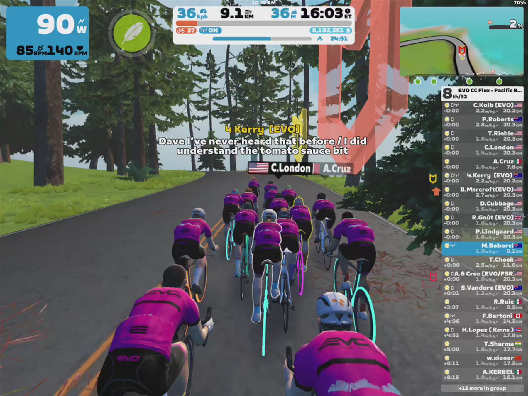 Zwift - Group Ride: EVO CC Flux - Pacific Ride [1.8 - 2.0w/kg avg] (D) on Coast Crusher in Watopia