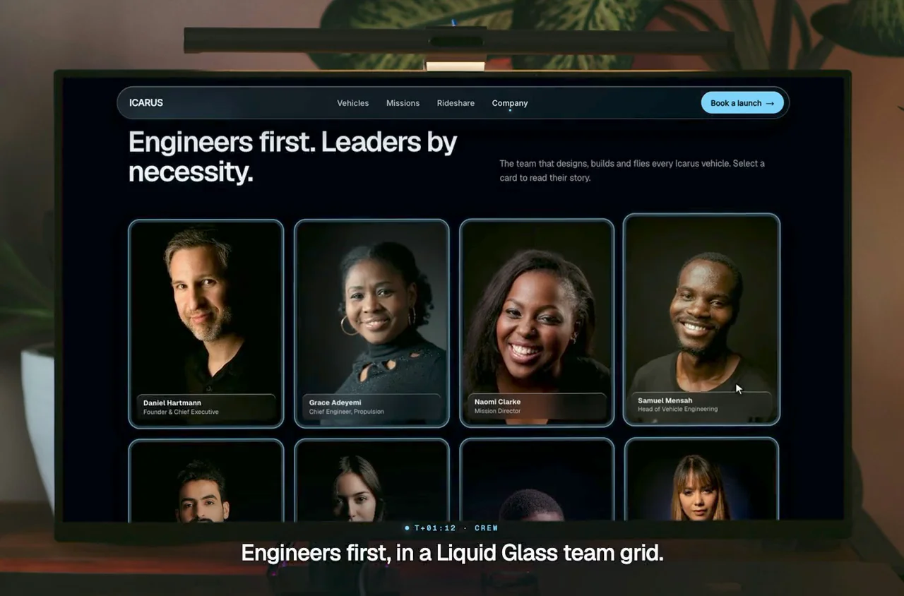 Although this wasn't my easiest build, it certainly wasn't rocket science.ICARUS: a template for teams with boundless ambition, who need a website as boundless as they are. First in GALACTIC, the template family for future industries.• 6 pages, including a CMS vehicle detail page• 2 CMS collections: Vehicles and Missions• Kinetic Liquid Glass components: glass nav, fleet product slider, counting spec panels, glass buttons• Liquid Glass team grid for your engineers and leaders• Working launch request form• Every page fades into one shared starfield behind the contact form• Fully responsive: desktop, tablet and phoneLive preview: https://blue-birthday-614509.framer.app$5 this week only, going up to $29 next week.