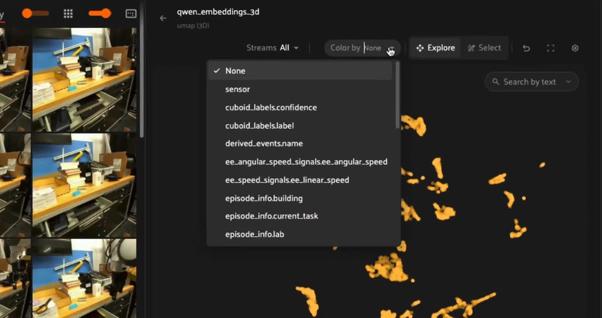 Segment-level embeddings on MCAP data with support for LeRobot coming soon.