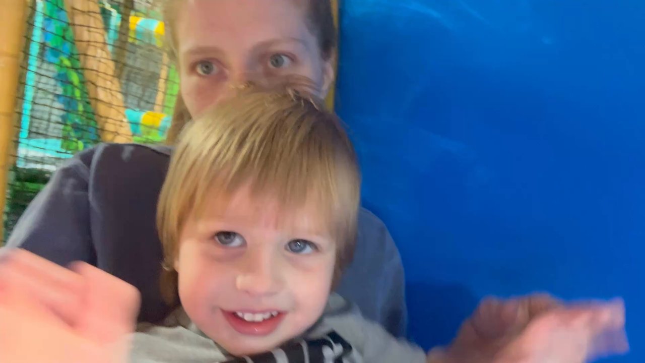 Kidtastic Park - My son and I on the swirly slide! - Indoor Playcenter Near Me - Cypress, Texas