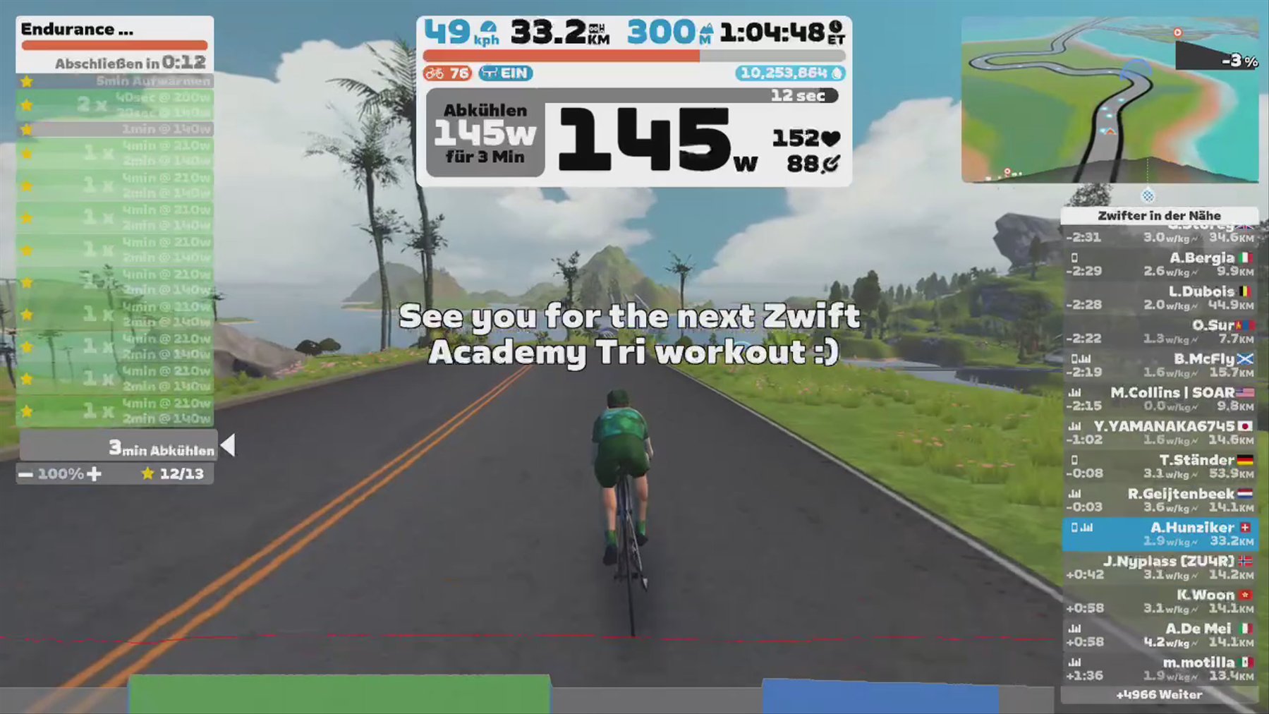 Zwift - Zwift Academy Tri: Bike Workout 1 | Endurance Strength Development in Watopia
