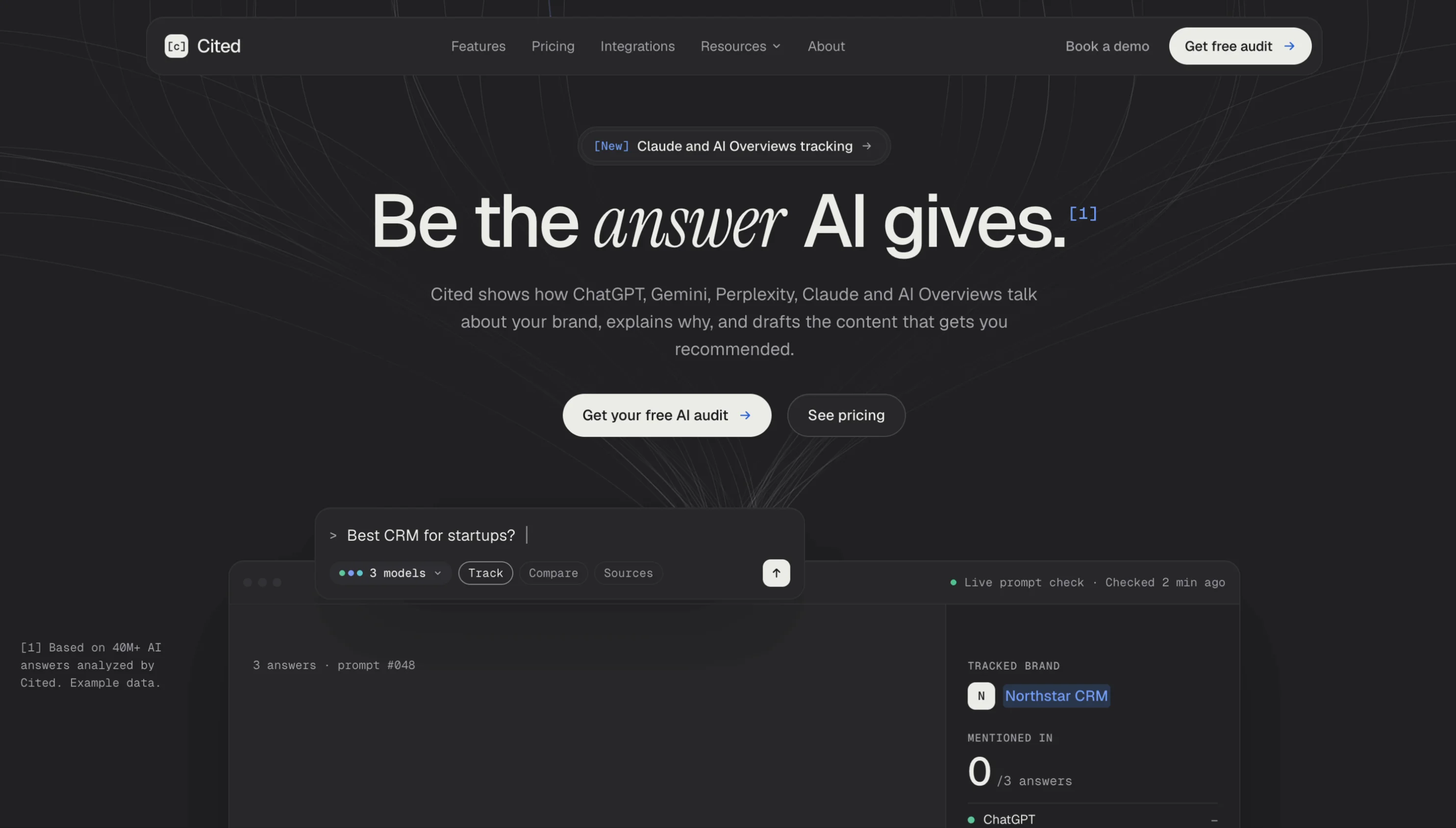 Introducing Cited — a website design concept 🚀I’ve been working on the website for Cited, a platform that helps brands understand how they appear in AI-generated answers across tools like ChatGPT, Gemini, and Perplexity.For the design, I focused on a clean, dark interface, subtle visual details, and a clear hierarchy to make complex information easier to understand.Sharing a short preview of the website!I’d love to hear your thoughts and feedback. What would you improve?#Framer #WebDesign #SaaS