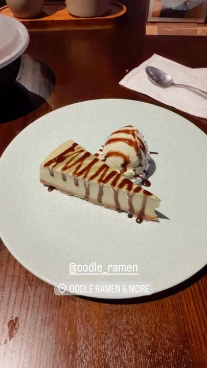 Oodle Ramen - My dessert a green tea matcha cheesecake. - Ramen Near Me - Orlando, Florida
