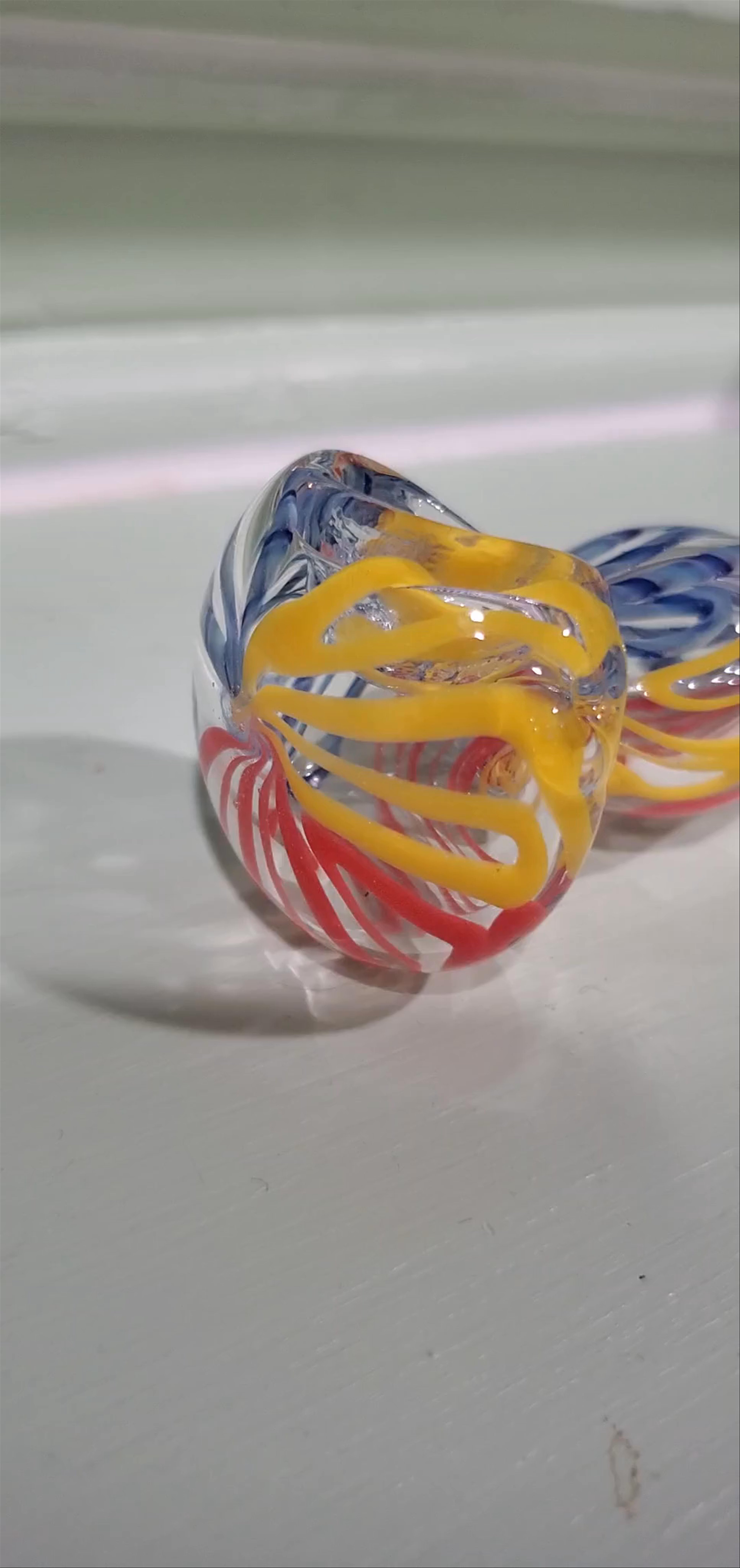 Preview pic of Yellow and Red Swirl with a Blue woven accent Pipe/Bowl/Spoon