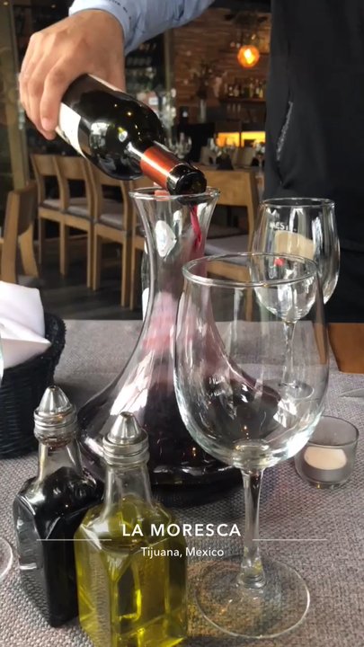 La Moresca - Magnificent service, waiter was kind enough to get us a decanter for our red regional wine from Valle de Guadalupe - Italian Near Me - Tijuana, BCN