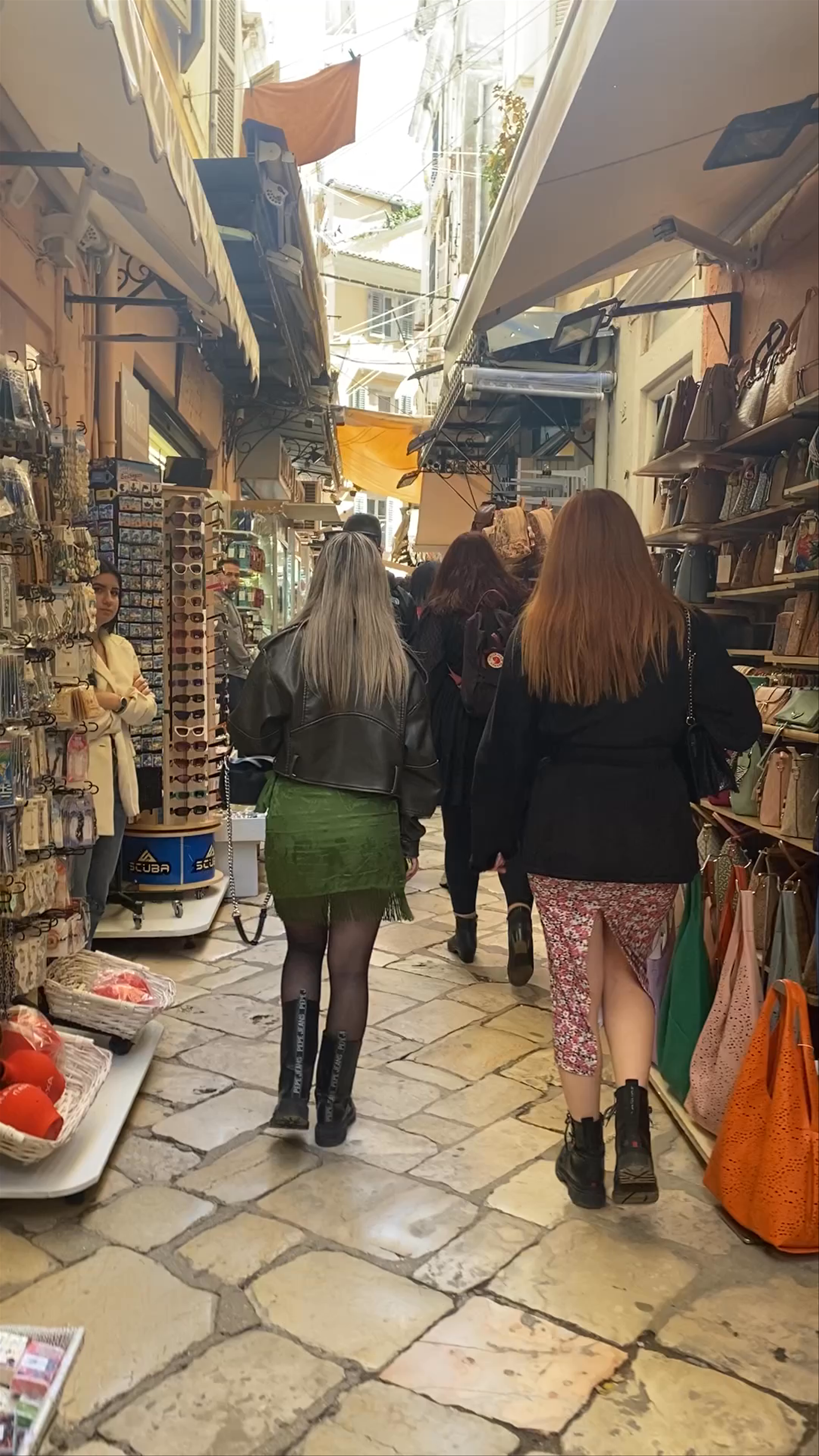 The Touristic Market of Corfu Old Town: A Bustling Greek Alley Experience