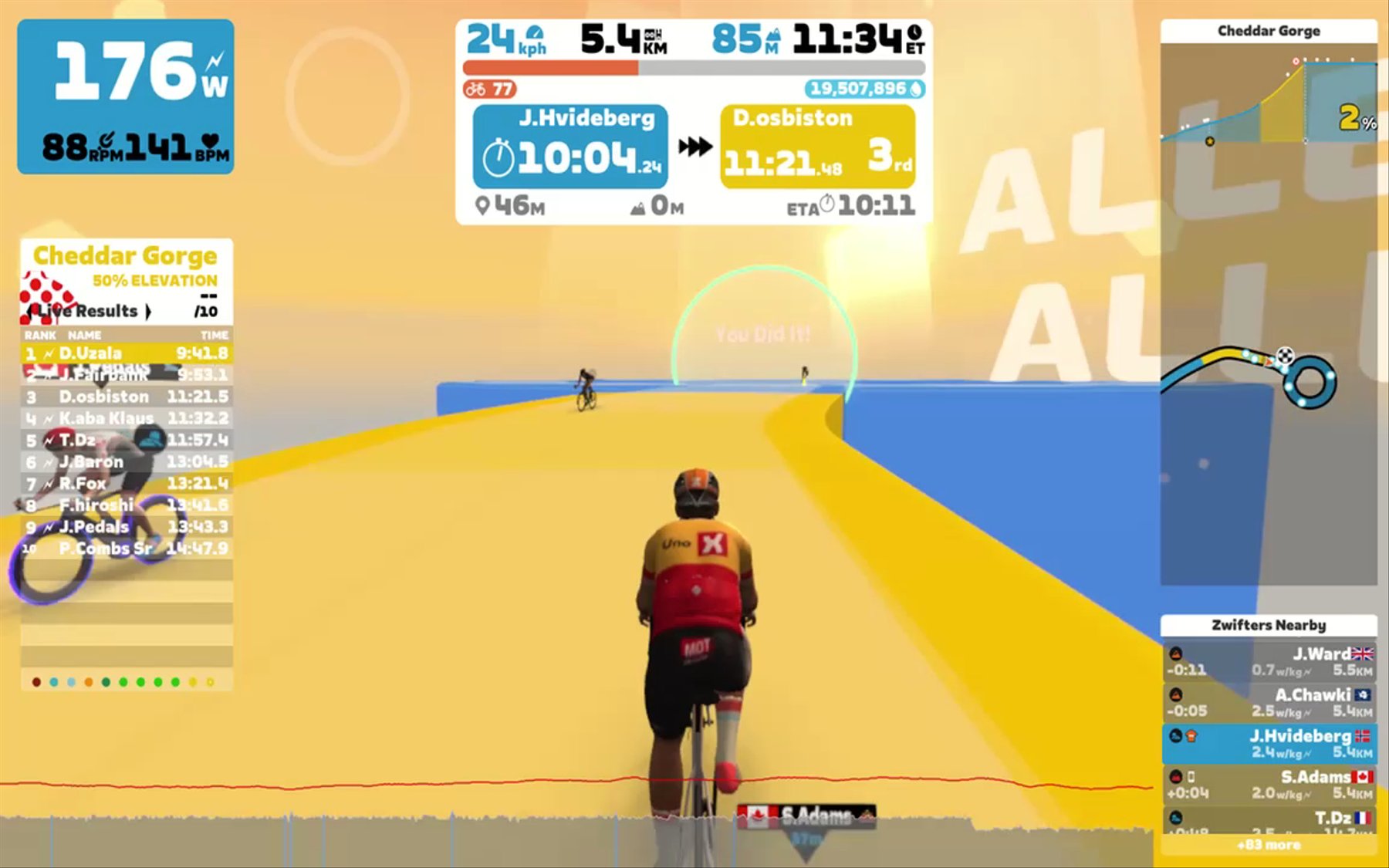 Zwift - Climb Portal: Cheddar Gorge at 50% Elevation in Watopia
