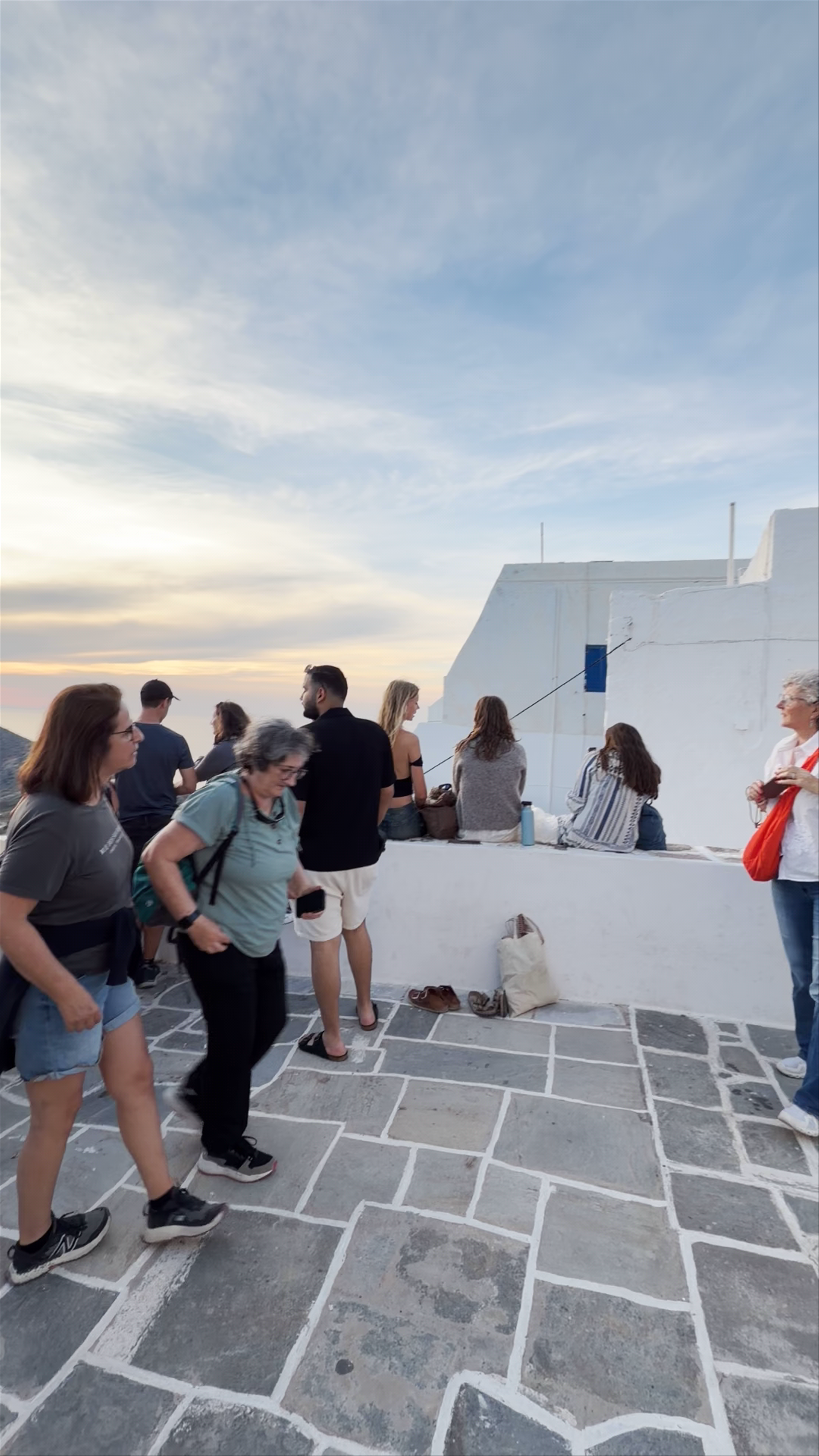 Sunset Gathering at Church of Panagia Korfiatissa, Plaka, Greece