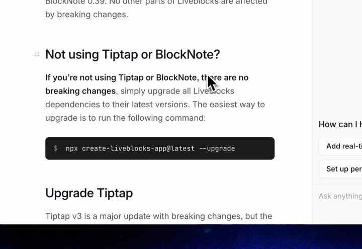 Interact with the LiveblocksAI assistant from outside the chat