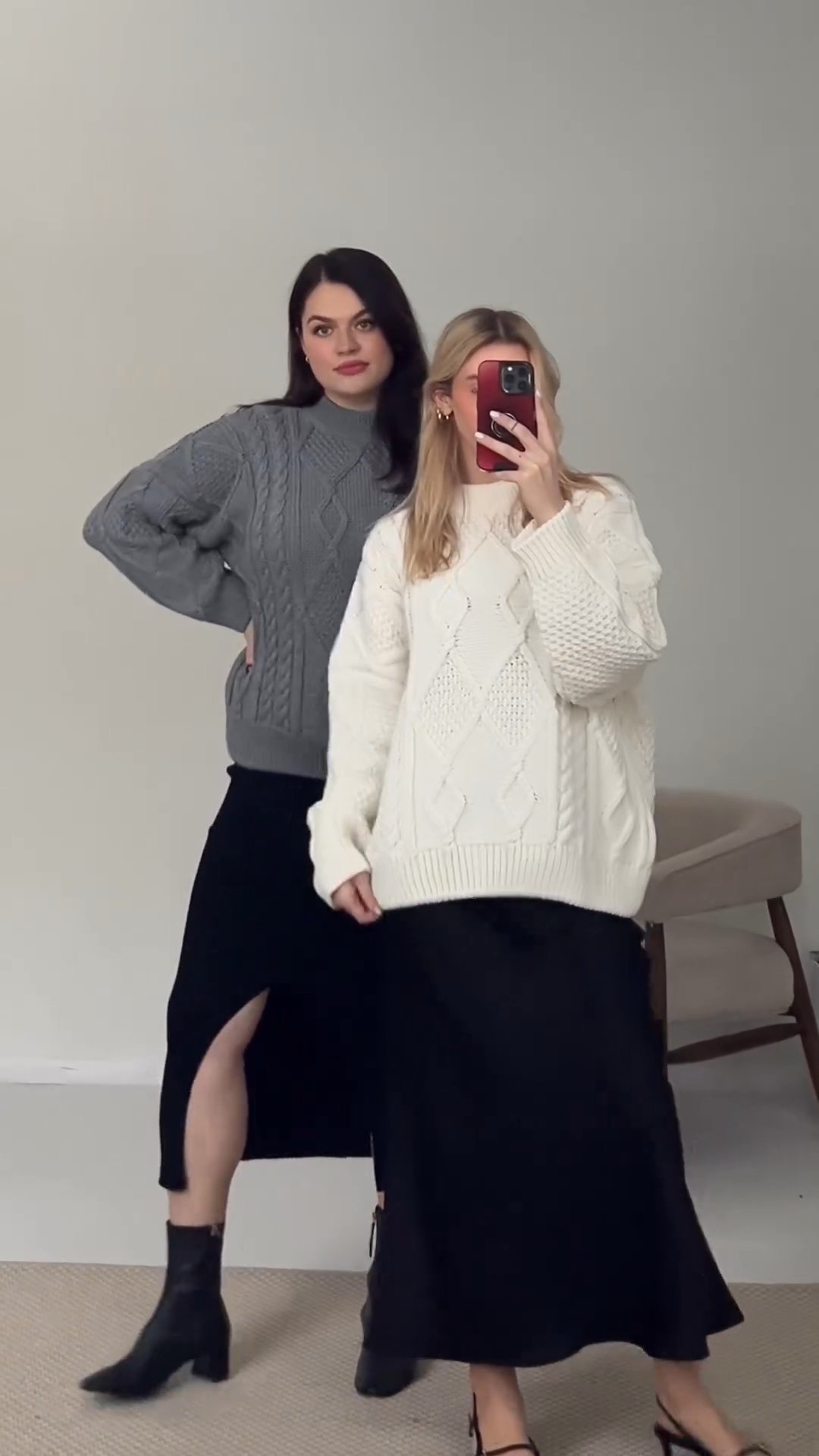 100% Merino Wool Cable-Knit Sweater - Grey | NONNA – SALANIDA
