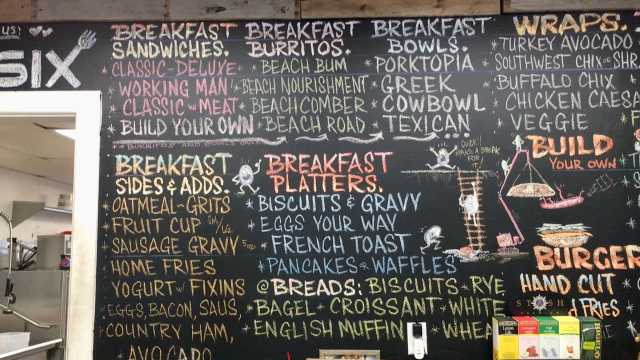 Ten O Six - Vid scan of the fun, colorful menu board - too much to show in a single pic! Extensive and it alllllllllll sounds soooooo gooooood!  ;) - Seafood Near Me - Kill Devil Hills, North Carolina