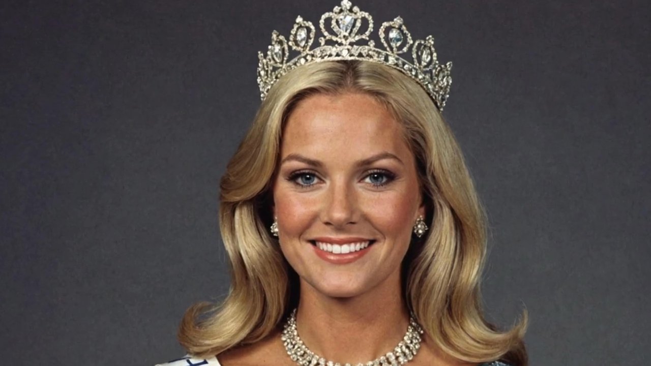 Investigators examine a simulated crime scene featuring staged victims, juxtaposed with imagery of a beauty pageant winner and a suspect's mugshot. The sequence suggests a narrative exploring criminal intrigue or true crime storytelling.