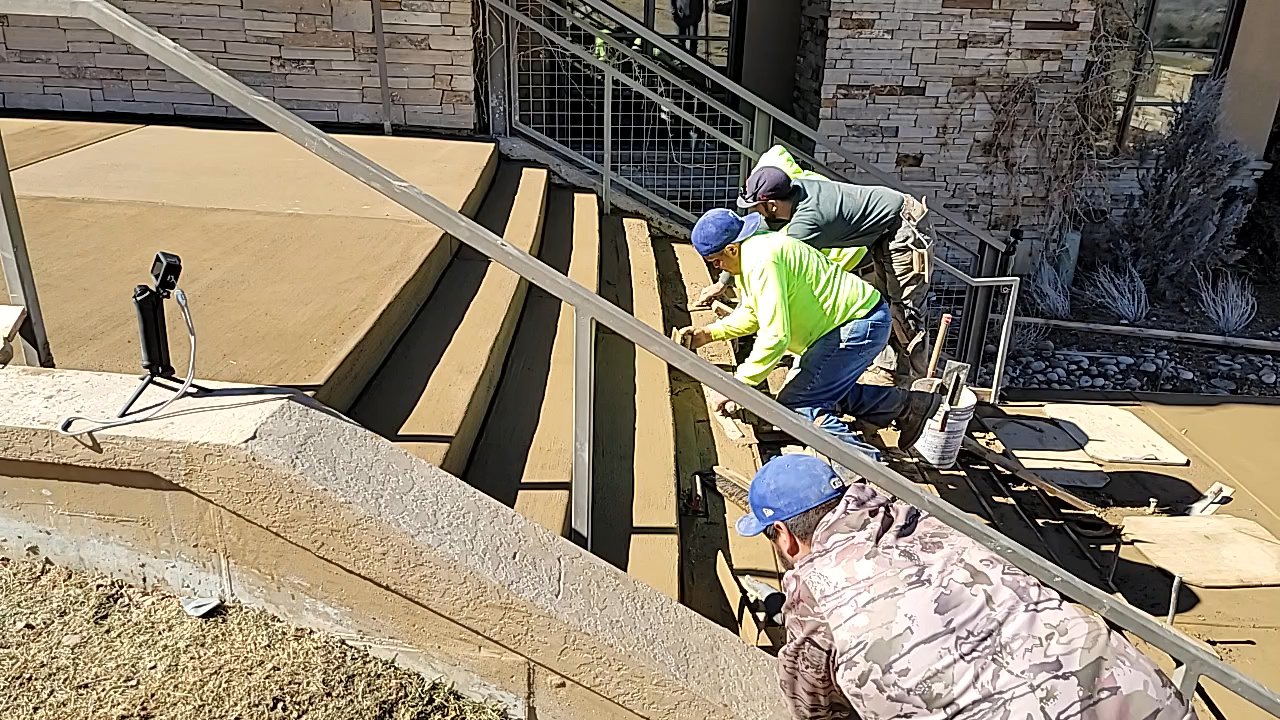 Denver Concrete - The crew at Denver Concrete Inc finishing out steps at The Club at the Rolling Hills. - Masonry/Concrete Near Me - Denver, Colorado