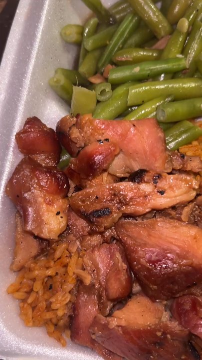 Cajun Bourbon Chicken - Bourbon chicken with jambalaya rice, green beans, and red potatoes - Cajun/Creole Near Me - Milwaukee, Wisconsin