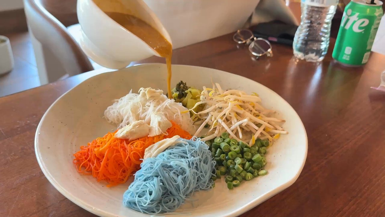 Thai in Town - Hot curry "Nam Ya" over Angle-hair noodle - Noodles Near Me - Little Elm, Texas