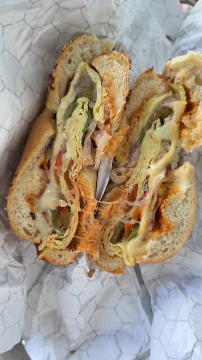 Shirley's Bagels - my favorite bagel shop in OC  i order the same thing every time:   santa fe bagel sandwich  inside scooped  add bacon - Bagels Near Me - Costa Mesa, California