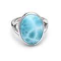 Larimar Oval Ring Sterling Silver Marahlago