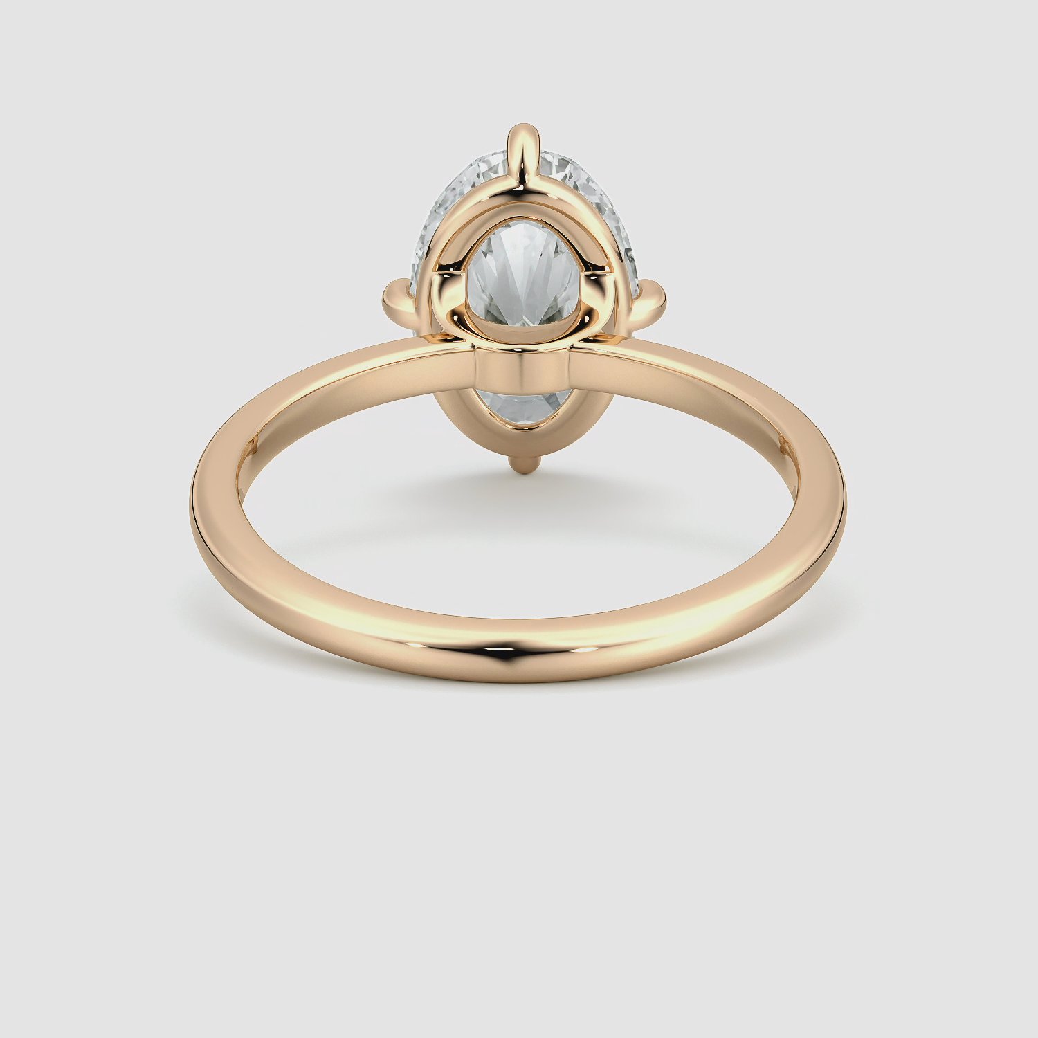 The Compass Solitaire | Oval | 14k | Rose Gold | bandAccent: Plain | diamondOrientation: vertical | caratWeight: other