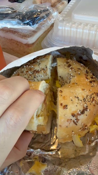 Bagel Amore - First look at beef bacon egg and cheese sandwich - Coffee & Tea Near Me - Hicksville, New York