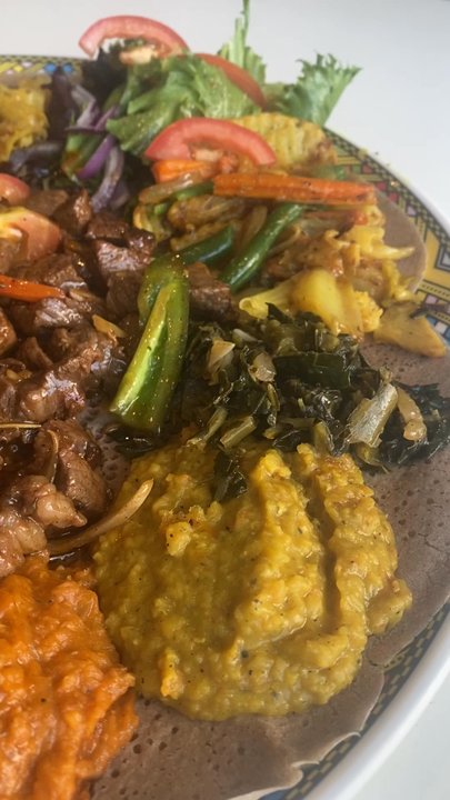 Asmara Cafe - Veggie combo and beef tibs - Coffee & Tea Near Me - San Diego, California