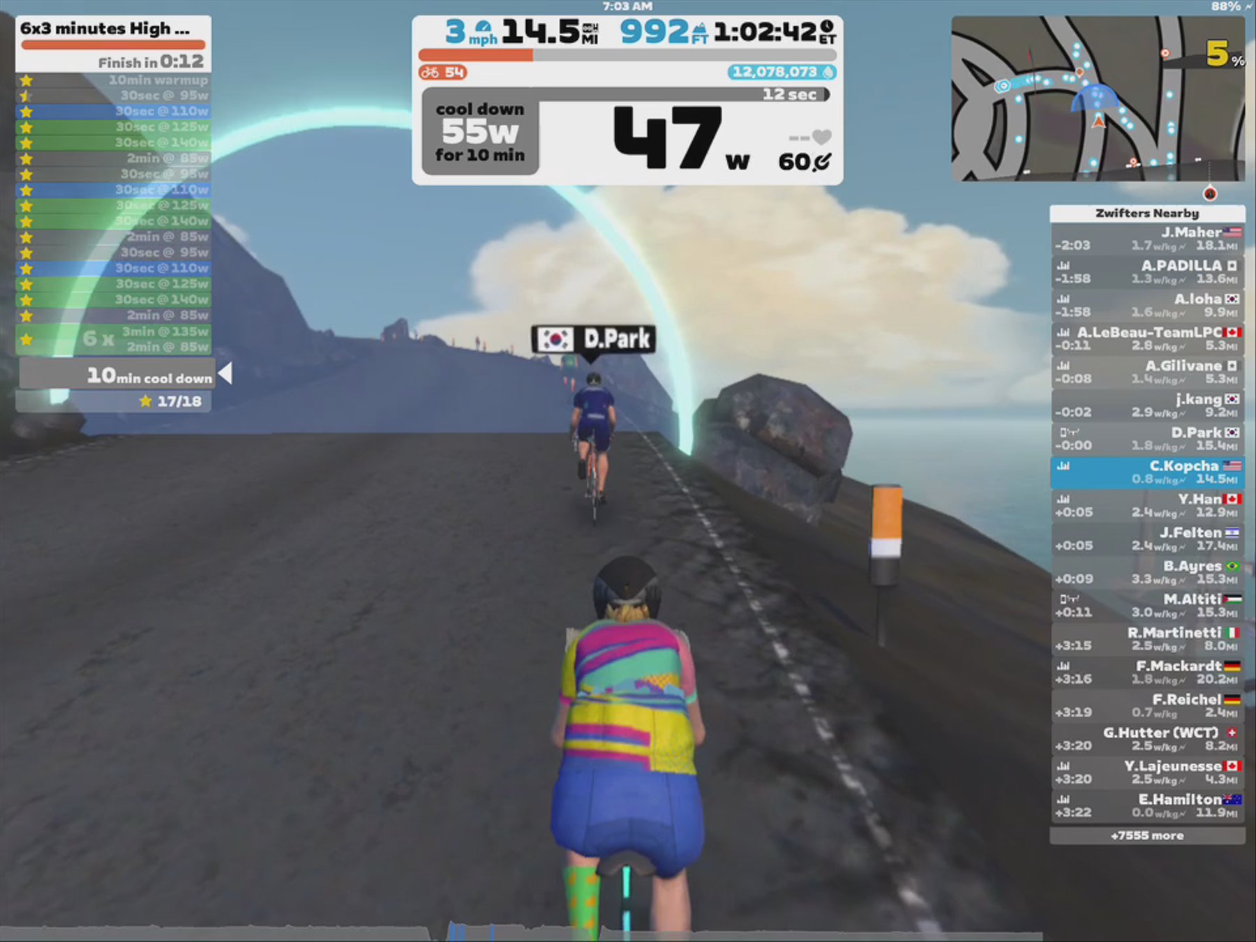Zwift - 6x3 minutes High Tension v.2 in Watopia