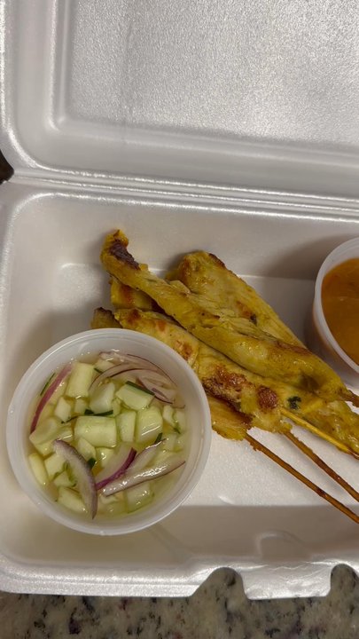 Yummy Thai Flower Mound Best Authentic Thai Food Restaurant TX - Chicken 016. 5 Chicken Satay 115. Chinese Broccoli with Crispy Pork Belly Tom Ka soup - Thai Near Me - Flower Mound, Texas